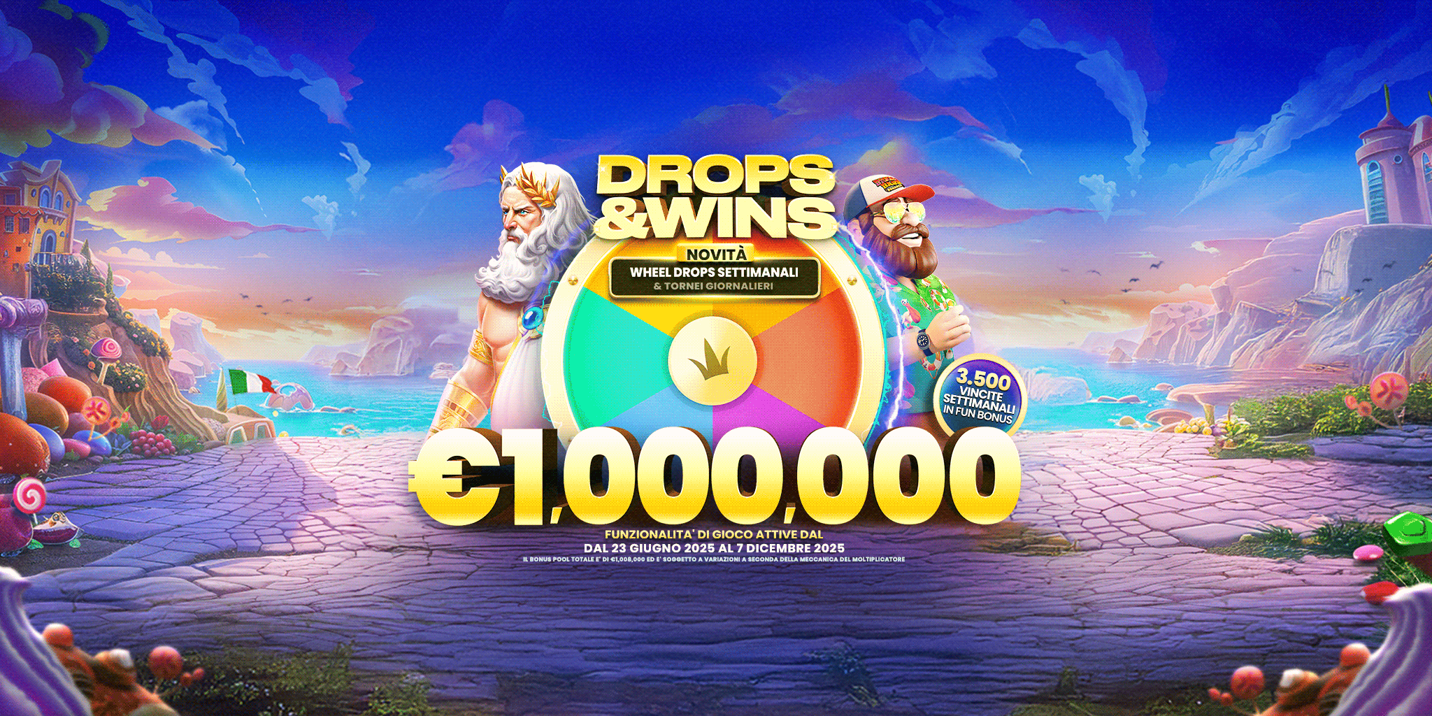 Drops and Wins ultrawide banner
